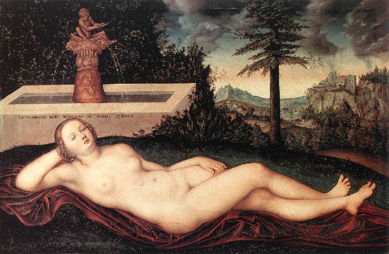 CRANACH, Lucas the Elder Reclining River Nymph at the Fountain fdg France oil painting art
